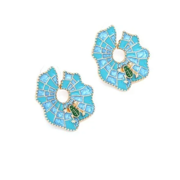 Blue Lily Statement Earrings - Picture 4 of 4